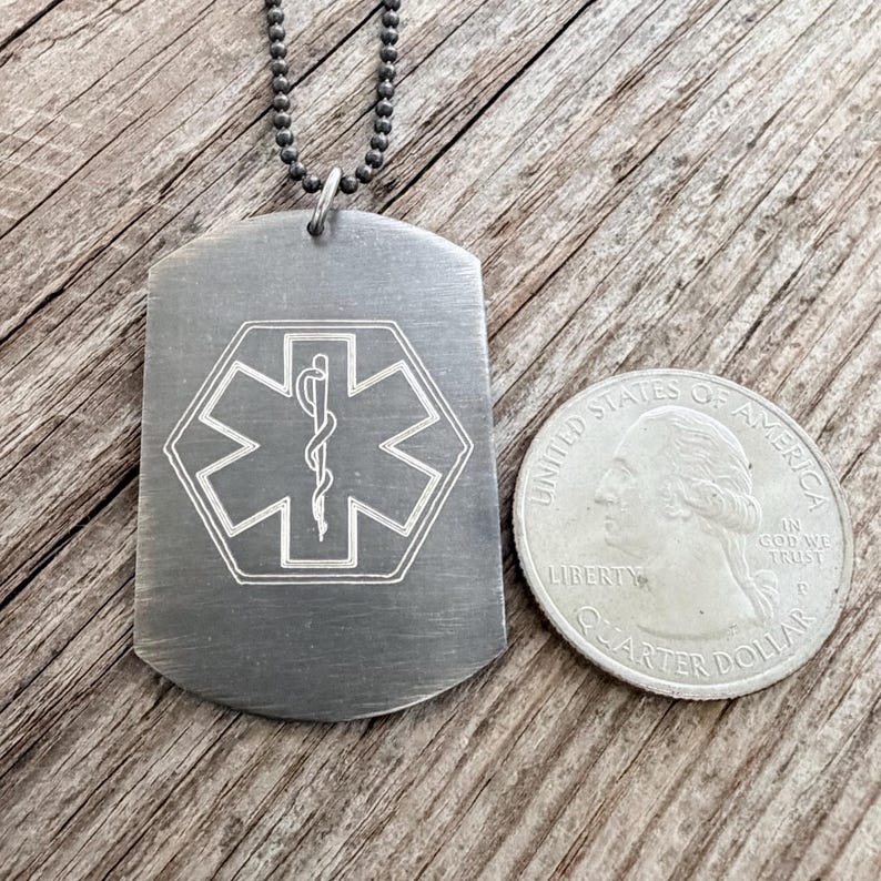 Handmade Sterling Silver Medical Alert Dog Tag Necklace: Custom ...