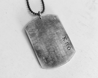 Dog Tag Necklace - Handmade Sterling Silver Dog Tags Necklace - Custom and Personalized Just for You - MEDIUM size Hand Stamped Pendant