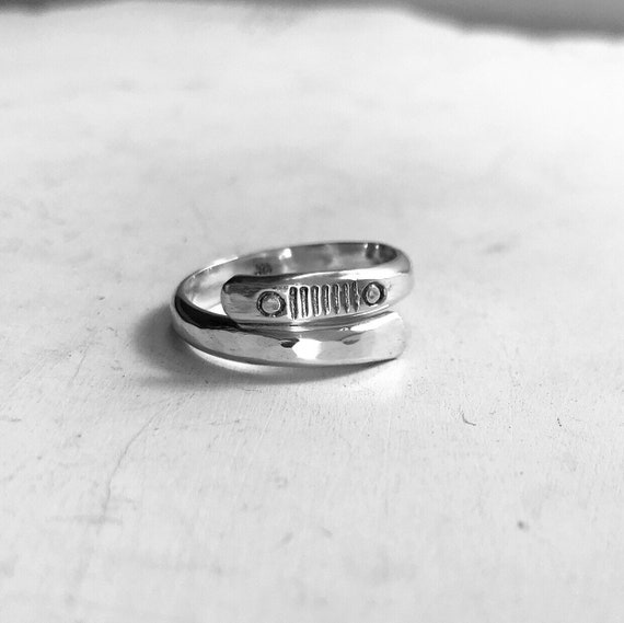 Jeep Grill Ring Sterling Silver Adjustable Ring Jeep Etsy