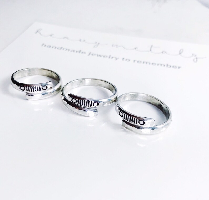 Jeep Grill Ring Sterling Silver Adjustable Ring Jeep Etsy