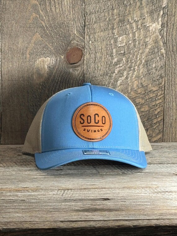 Custom Leather Patch Hat - Sewn-on Logo - Etsy display picture 1