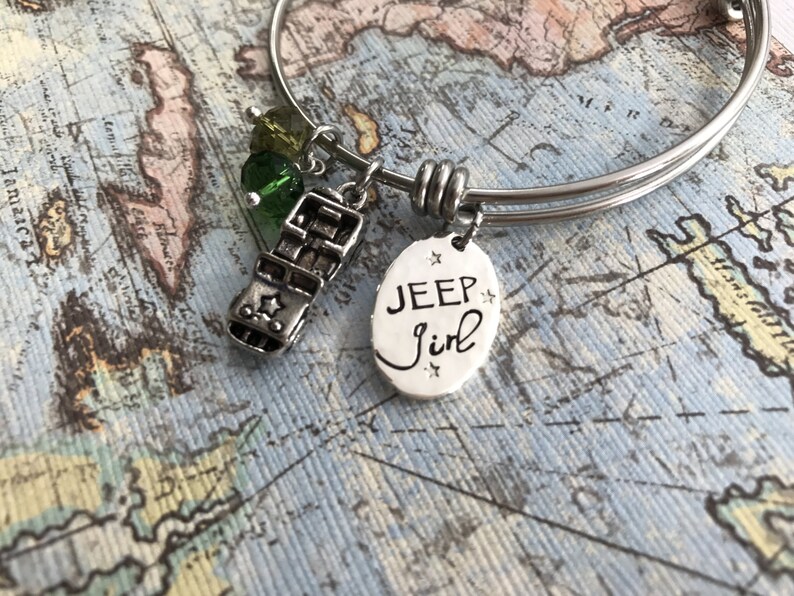 Jeep Girl Bracelet Silver Bangle Jeep Jewelry Trail Etsy