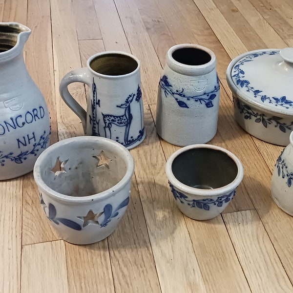 6 pieces of Salmon Falls Blueberry Pottery