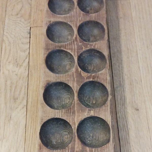 Vintage Mancala Board -primitive wood - Country decor - 24 x 5 x 1-1/2