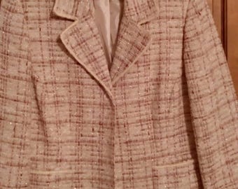 Alfred Dunner pink and gold spring Blazer Jacket: lined - Size 12 - A+++
