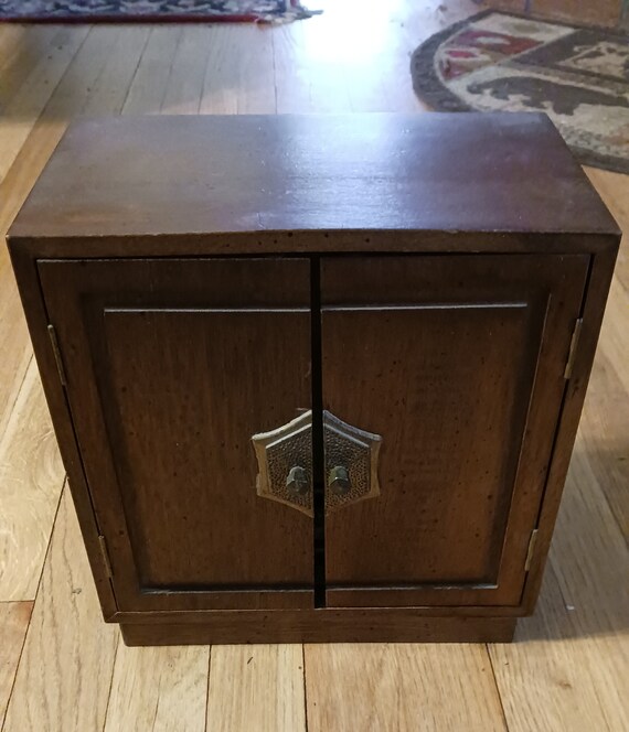 Antique Walnut Jewelry Box - Solid wood with doors