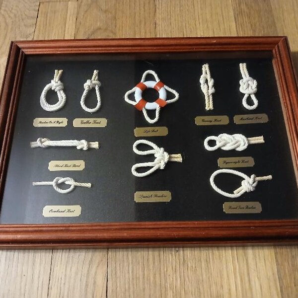 10 Sailor's Knots - Nautical Knots - Framed in Glass - 14 x 10 - Nice Gift!