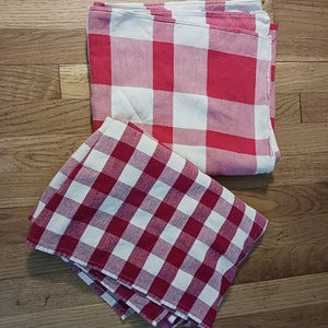 2 Checked PIcnic Tablecloths - vintage red checked and burgundy checked - A+++ - can be purchased separately!