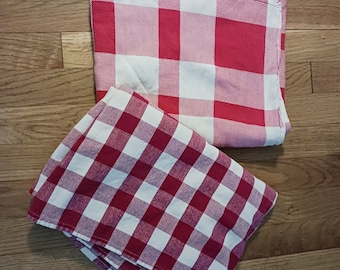 2 Checked PIcnic Tablecloths - vintage red checked and burgundy checked - A+++ - can be purchased separately!