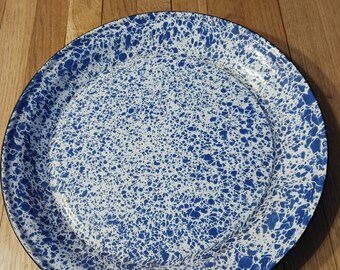 16" Large Splatterware Spongeware Blue/white tray - Excellent!