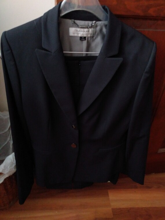 Worn once! Navy Pinstripe Tahari Suit:  Skirt Size