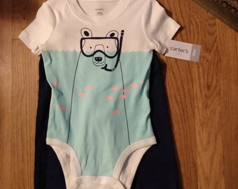 Carter's New Boy's 2 pc. Bodysuit - "Scuba Dog" size 18 Months -w/tag -retails 20