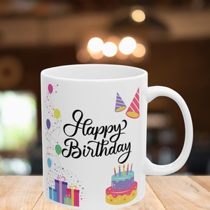 Alles Gute zum Geburtstagbecher PNG, Happy Birthday Sublimationsbecher SVG, Alles Gute zum Geburtstagkaffee 11 Unzen Becher PNG, Geburtstagsbecher Wrap Design, digitaler Download.