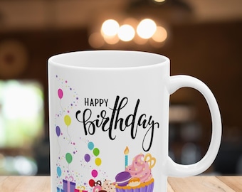 Emballage de tasse d'anniversaire : conception de petit gâteau (fichier de téléchargement numérique PNG, SVG)