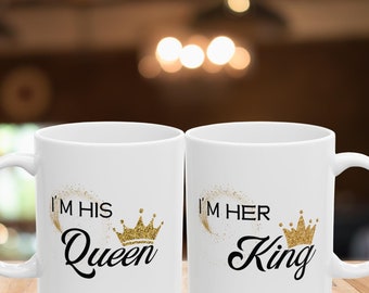 Koning en koningin mok ontwerp PNG SVG: paren mok sublimatiebestanden (digitale download)