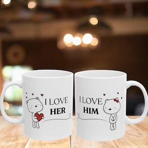 Diseño de taza de pareja PNG, La amo, lo amo taza PNG, Taza de esposo y esposa PNG, Taza de café de aniversario de 11 oz, Sublimación, Descarga digital.
