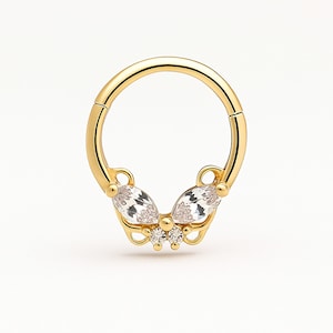 14K Gold Daith Piercing, Cartilage Hoop, Dainty Conch Piercing, Septum Ring Clicker, Hinge Tragus Hoop, Helix Earring, Daith Jewelry, Rook