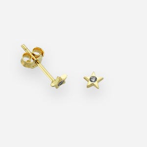 14K Real Gold Tiny Star Earring, Dainty Cartilage Stud, Celestial Earring, Kids Stud Earring, Internally Threaded Stud, Push Back Earrings