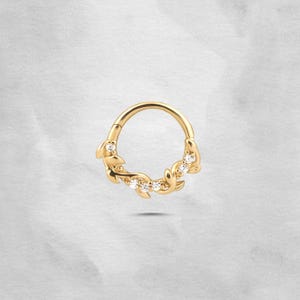 Anneau de septum en or massif 14 carats, hélice du cartilage, anneau de nez articulé délicat, boucles d'oreilles conque Daith 18G, cadeau de remise des diplômes pour elle, boucle d'oreille de mariée