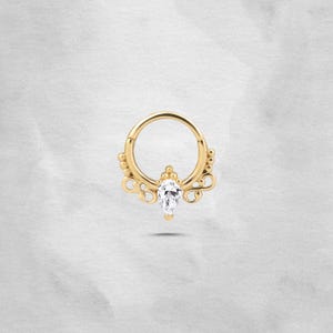 14K Real Gold Daith Earrings, Infinity Piercing, Gold Septum Ring, Tragus Hoop Piercing, Hinged Helix Clicker, Conch 18G 8mm, Cartilage 8mm