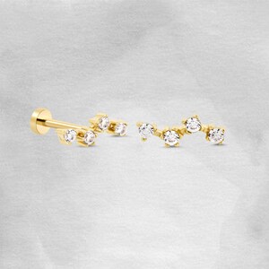 14K Gold Climber, Gold Helix Stud, Conch Earring, Tragus Piercing, Climber Stud Piercing, Daith Jewelry, Jewelry Gift for Women's Day
