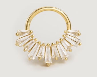 14K Solid Gold Septum Clicker: Dainty Helix, Daith, Conch Hoop 18G