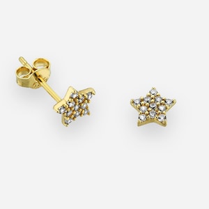 14K Real Gold Dainty Star Earring, Helix Push Back, Unique Cartilage Stud, Celestial Earring, Internally Threaded Stud, Tiny Star Earring
