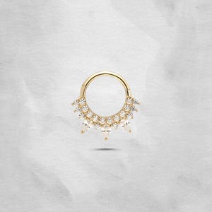 14K Real Gold Daith Jewelry, Septum Clicker, Tragus Piercing, Cartilage Helix Hoop, Rook Piercing, Daith Earring, Conch 18g, Nose Ring