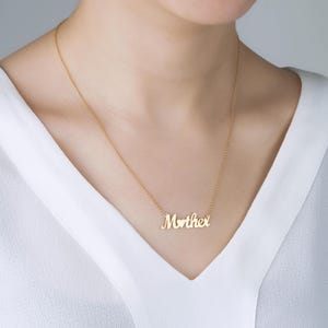 14K Gold Mother Pendant Necklace, Dainty Mother Necklace, Mother&#39;s Day Necklace, New Mother Necklace Gift, Jewelry Gift for Mother&#39;s Day