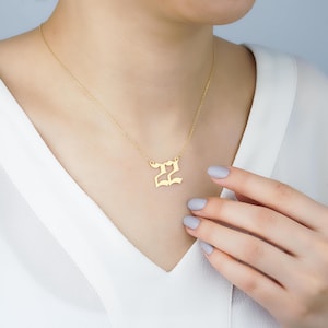 14K Gold Number Pendant Necklace, Basketball Number Necklace, Sport Number Pendant, Custom Lucky Number Necklace, Custom Gold Number Chain