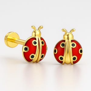 16G Marienkäfer Schmuck, kleines Tier Piercing, Tragus Ohrring, Helix Schmuck