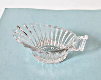 Vintage Heisey Ridgeleigh crystalolite individual creamer, Clear Crystal Sauce dish, dresser bathroom trinket dish