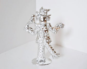 Scarecrow and Bird Torino Earring Tree Silver Metal Dresser Display Top Hat straw hands Earring Holder Cottage Chic Tree Vanity Display