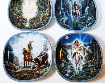 Visions of the Sacred Bradford Exchange Collection, by Diana Stanley, Square Plates, set of four, horse and rider, plate 2 to 5 in series