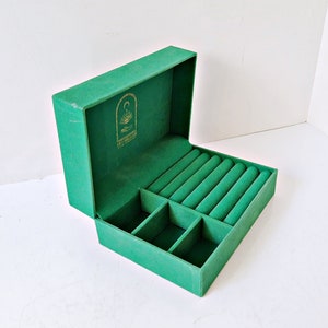 Boîte à bijoux Neo Relique, étui de rangement ou organisateur de voyage, rouleaux de bagues en peluche vertes, sections de bibelots à breloques, pochette à fermeture à pression