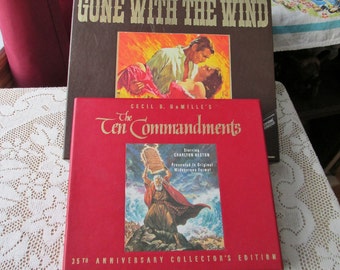 Gone with the Wind and Ten Commandments Collectors Edition MGM VHS anniversary sets Vintage Boxed library coffee table display Hollywood