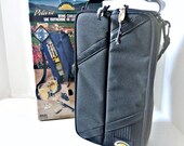 Picnic Wine Tote, Canvas Carrying Case, Portable Travel Bar Cooler Carrier shoulder strap netted pockets with Tools Elfresco Sports Barware