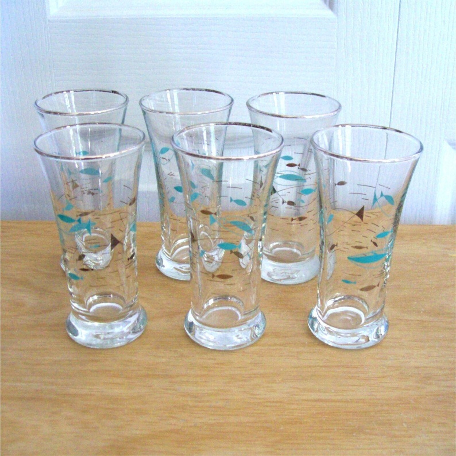Libbey Atomic Fish Glasses Six Juice Cocktail Etsy