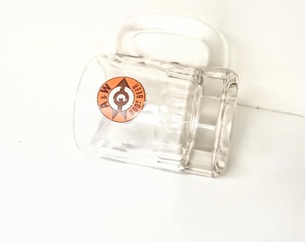 Chopine A&W Tankard Root Beer en verre transparent avec anse et logo emblématique orange et marron en forme de cible, 11,4 cm de hauteur, fontaine à soda A&W