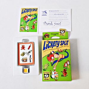Lickety Split Cards, jeu de cartes Gamewright, avec dé de couleur spéciale, 2002 Fast Matching 12 minutes de temps de jeu, 60 cartes scellées, instructions