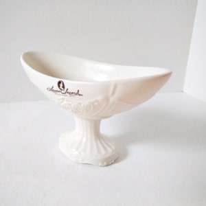 Pedestal Candy Dish Bathroom Soap Dish Laura Secord Embossed Banana Split Bowl 1980s Limited Edition Easter Egg Dish Off White Old World image 6