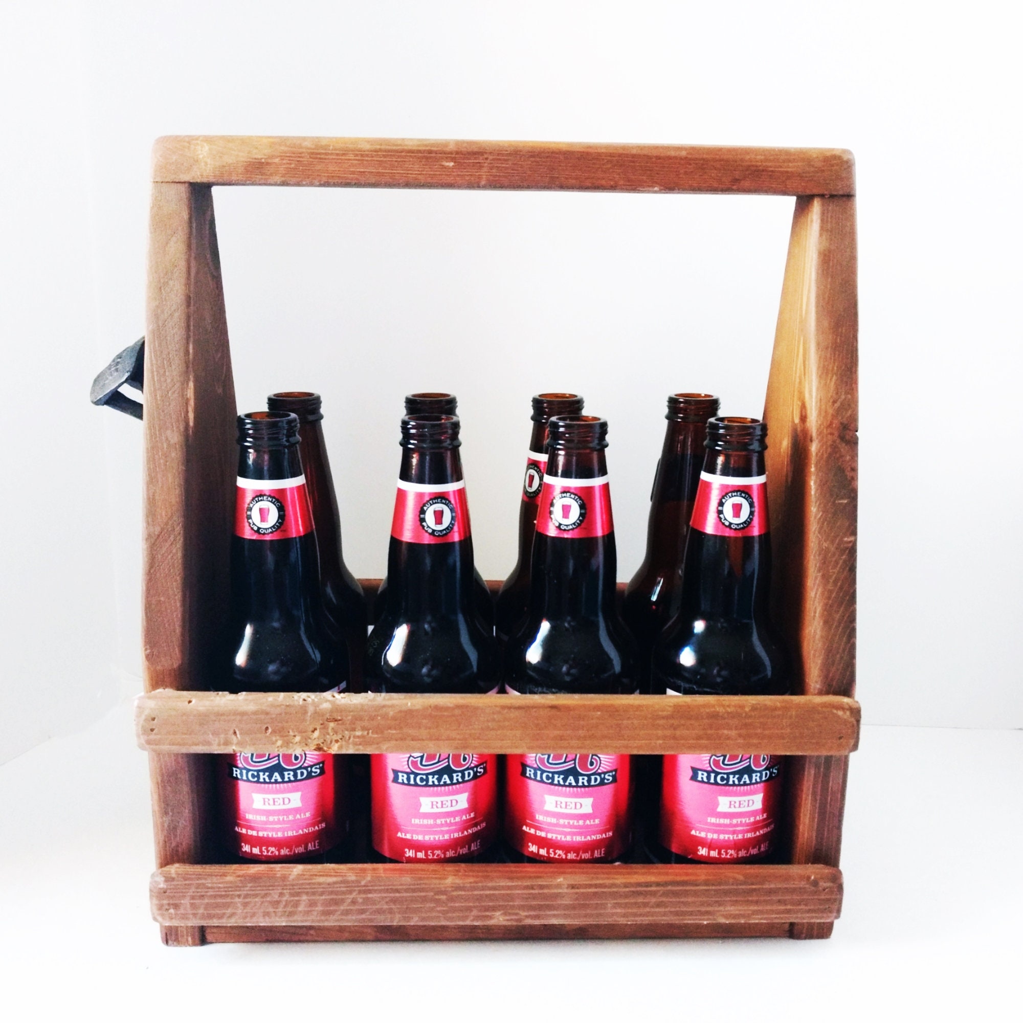 Large Vintage Beer Bottle Caddy With Bottle Opener Rustic Wood Carrier  Glass Bottle Holder, Wood Farmhouse Tote Serving Tray Garden Tool Box 