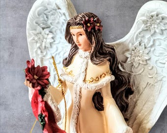 Ange Poinsettia de Thomas Kinkade, sculpture illuminée de Bradford Exchange