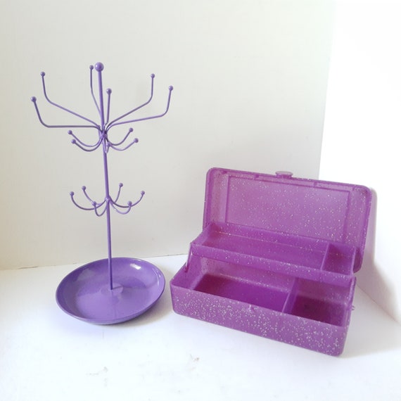 Necklace Holder Tree, and jewelry box, Vintage br… - image 1
