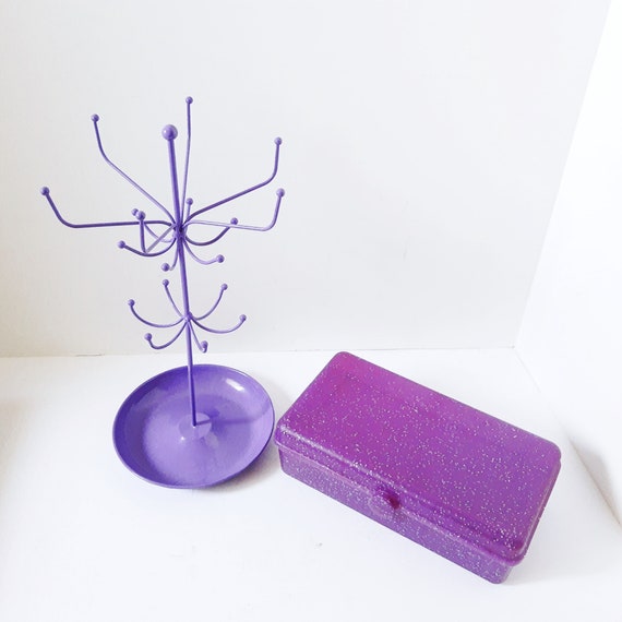 Necklace Holder Tree, and jewelry box, Vintage br… - image 6