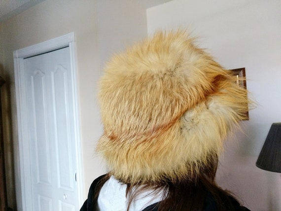 Fluffy Soft Bucket Hat, Golden Brown Fur Hat, Vin… - image 1