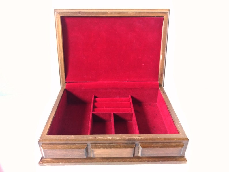 Jewelry Box Valet Wood Trinket Box Faux Leather Insert Etsy
