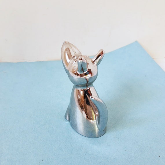 2 Ring Holders Chrome Dog w Tail and Crystal Glas… - image 6