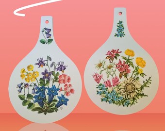 Vintage Floral Laminate Snack Boards, Ricolor West Germany, 1970s, Set of Two