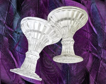 Vintage Pair Crystal Candlesticks Made to Hold Candles of Various sizes 5.75 inches Tall